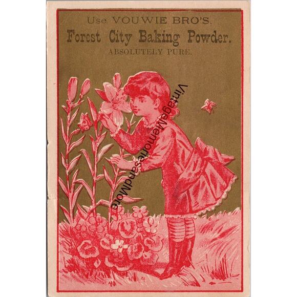 Vintage Vouwie Bro's Forest City Baking Powder Advertising Trade Card PB23 - Picture 1 of 2